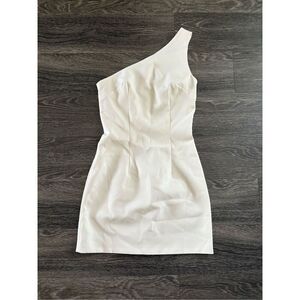 🐿️ NWOT Miscreants London Ivory One Shoulder Cupid Mini Dress Size UK 6 US 2